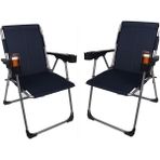 2 Kişilik 140 kg Taşima Kapasiteli 2'li Lüks Bardaklıklı Kamp & Piknik Sandalyesi Lacivert Metal 3 - 6456 Ecorce Tube Marron - Polyester