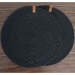 2 Kişilik Amerikan Servis Supla Takımı Siyah Renk Hediyelik Sofra Mutfak Hasır Sepet Sunum 33X33 cm - 33 x 33 cm