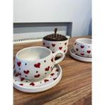 2 Kişilik El Yapımı Kalpli Seramik Fincan Takımı – Çay & Kahve Keyfi Için Özel Tasarım