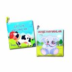 2 Kitap Çiftlik Hayvanlar Ve Vahşi Hayvanlar Kumaş Sessiz Kitap T134 T111 - Bez Kitap