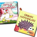2 Kitap Tox Çiftlik Hayvanlar ve Orman Hayvanları Kumaş Sessiz Kitap T058 T055 - Bez Kitap , Eğitici Oyuncak , Yumuşak v