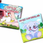 2 Kitap Tox Çiftlik Hayvanlar ve Vahşi Hayvanlar Kumaş Sessiz Kitap T058 T111 - Bez Kitap , Eğitici Oyuncak , Yumuşak ve