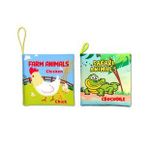 2 Kitap Tox İngilizce Çiftlik Hayvanları ve Safari Hayvanarı Kumaş Sessiz Kitap E119 E130 - Bez Kitap , Eğitici Oyuncak , Yumuşak ve Hışırtılı