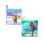 2 Kitap Tox İngilizce Kışlık Giysiler ve Uçan Hayvanlar Kumaş Sessiz Kitap E124 E133 - Bez Kitap , Eğitici Oyuncak , Yumuşak ve Hışırtılı