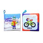 2 Kitapingilizce Kışlık Giysiler Ve Taşıtlar Kumaş Sessiz Kitap E132 E124 - Bez Kitap