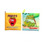 2 Kitapingilizce Meyveler Ve Safari Hayvanları Kumaş Sessiz Kitap E126 E130 - Bez Kitap