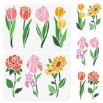 2 Lale Çiçeği Şablonu, Boyama için, 29,7 x 21 cm, Plastik Gül, Ayçiçeği, Lris Şablonu, Çizim Şablonları, Kendin Yap, El İşi, Duvar Dekorasyonu, Ahşap, Yanma, Tuval, Günlük Kağıdı