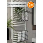 2 Li Asılabilir Havlupan Düzenleyici Banyo Havluluk Kurutma Sepeti Tuvalet Kağıdı Organizeri Siyah