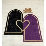 2 Li Çift Seccadesi Ebat 75 x 125 Siyah - Mor - 75 x 125 cm