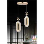 2 Li Defne Rose Gold 3 Renk Modlu Kristal Taşlı Ledli Sarkıt Avize