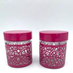 2 Li Dekoratif Cam Kavanoz Saklama Kabı 250 ml Fuşya