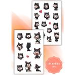2 Li Kedi Kız Sticker Set /anime/laptop/telefon/defter/ajanda/hediye/süsleme/bullet Journal - Çok Renkli - 13,5x19 cm - Kuşe Parlak