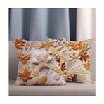 2 Li Kombin Punch Nakış Desen Dijital Baskılı Kırlent Kılıfı - Sarı - 43 x 43 cm