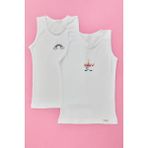 2 li Paket Rainbow Kız Çocuk Atlet Beyaz/Beyaz
