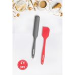 2 Li Pasta Spatula Seti, Silikon Yanmaz Yapışmaz Spatula Ve Çikolata Krema Reçel Sıvama Bıçağı Seti Renkli