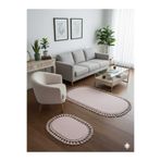 2 Lİ PEMBE PELÜŞ PONPON SAÇAKLI KAYMAZ BANYO PASPASI 50X80+40X50 POSTHJBUYHN