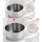 2 Li Set Paslanmaz Çelik Cezve Kaçerola Sütlük Sosluk Yumurta Haşlama Tavası 14 Cm+16 cm