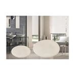 2 Li Yuvarlak Post Peluş Banyo Paspası Takımı Büyük Boy Jel Taban Klozet Takım Beyaz 100X100 80X80