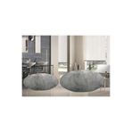 2 Li Yuvarlak Post Peluş Banyo Paspası Takımı Büyük Boy Jel Taban Klozet Takım Gri 100x100 80x80 ELEGANS88