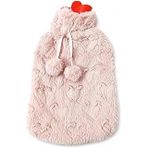 2 Litre Peluş Kılıflı Sıcak Su Torbası Uzun Süre Sıcak Tutan Desenli Termal Isı Torbası Adet Sancısı Kas Gevşetici Bel Sırt Ağrısı İçin (Pembe)