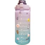 2 Litre Pipetli Su Şişesi, Zaman Işaretleri ve Çıkartmalı Motive Edici Su Şişesi, Tatlı Su Şişesi, Sızdırmaz Spor Şişesi, Kadınlar Için, Fitness, Kamp, Sporlar Için