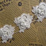 2 Metre Çiçek İnci Dantel Kenar Süsleme Şerit 6 cm Genişlik Vintage Stil Kırık Beyaz Kenar Süslemeler Kumaş İşlemeli Aplike Dikiş El İşi Düğün Gelin Elbisesi Süsleme Parti Giysileri Nakış Kendin Yap