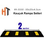 2 Metre Kauçuk Rampa, Otopark Rampası, Kaldırım Rampası 25 x 50 x 4,5 cm - 001-Renkli - 25 x 50 x 4 cm
