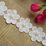 2 Metre Pamuk Çiçek İnci Dantel Kenar Trim Şerit 5,2 cm Genişlik Vintage Stil Beyaz Kenar Süslemeler Kumaş İşlemeli Aplike Dikiş El İşi Düğün Gelin Elbisesi Süsleme Giysiler Kendin Yap Dekor