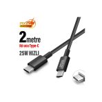 2 Metre Type C Şarj Kablo Uzun Hızlı Şarj Çift Taraflı Type-C - Type-C 25W Pd Şarj Kablo 200Cm