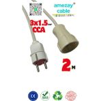 2 Metre Uzatma Kablosu Tek Prizli Cca 3x1.5mm² | Her Eve Lazım | Amezay Cable - Beyaz-Grı