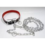 2 mt Zincir Tam Set 60CM Hakiki Deri Köpek Tasması Boyun Çapı 12-17CM Iç Yapısı Yumuşak Süper Rahat