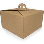 2 No Oluklu Kraft Renk Saplı Turta Kutusu 24.3X24.3X13 cm - 2000 Adet
