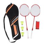 2 oyuncu badminton raketi, 3 naylon shuttlecocks ve taşıma çantası, düşük titreşim, güçlü esneklik, yetişkinler için demir alaşım (kırmızı)