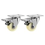 2 paket 2 "50mm naylon tekerlekler tekerlekler döner teker rulmanlı tek el arabası tekerleği mobilya tezgahı endüstriyel(Swivel brake casters)