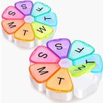2 Paket Ekstra Büyük Haftalık Hap Düzenleyici, Winlike Çiçek XL Taşınabilir Seyahat Tıbbı Düzenleyici Vitamin/Balık Yağı/Haplar/Takviyeler için 7 Gün Hap Kutusu Kılıfı