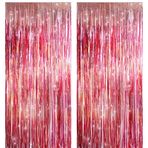 2 Paket Parlak Gül Altın Tinsel Folyo Saçak Perdeler Parti Flamalar Parti Fotoğraf Backdrop Doğum Günü Cadılar Bayramı Yeni Yıl Bekarlığa Veda Dekorasyon