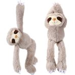 2 Paket Tembel Hayvan Doldurulmuş Asılı 45 cm Üç Parmaklı Tembel Hayvan Peluş Tembel Hayvan Peluş Oyuncak Kanca ve Döngü Eller Gençler Yetişkinler için Hediye Dekorları, Gri