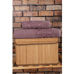 2 Parça Banyo Havlu Takımı%100 Pamuklu Şah Desen Mürdüm
