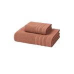2 Parça Banyo Havlusu Seti Pamuklu Sude 70x140 + 50x85 Cm (Kiremit)