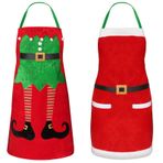 2 Parça Noel Elf Mutfak Önlükleri Noel Baba Önlükleri Noel Baba Elf Bacak Önlükleri Kırmızı Noel Önlükleri Noel Partisi Yemek Pişirme Restoran Ev Temizliği Bahçe Pişirme için Set, Kırmızı ve Yeşil,
