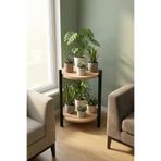 2 RAFLI ÇAM YUVARLAK ÇİÇEKLİK VE SEHPA 2200