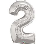 2 Rakam Gümüş Folyo Balon (40INÇ) 100CM - Gri