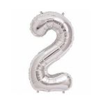 2 Rakamı Gümüş 100 cm Folyo Balon