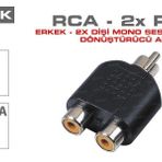2 Rca Erkek 1 Rca Dişi Çevirici Adaptör