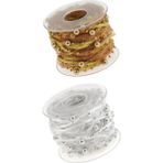2 Rulo 10M Dıy Aplike Sheer Feer Boncuk Boncuklu Dantel Trim Şerit 20MM Dekor Için (Yurt Dışından) - Hobby Ürünleri