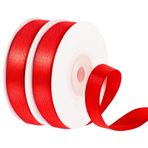 2 rulo hediye bandı, kırmızı, 1,2 cm x 22 m, rulo başına saten bant, kırmızı, hediye bandı, geniş, dekoratif bant, kurdele bandı, düğün, sevgililer günü, Noel, hediye paketi, el işi işleri için