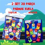 2 Set - 20 Parça Tox Taşıtlar Ve Meyveler Parmak Kukla T105 T181