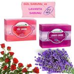 2' Set Doğal Gül Sabunu Lavanta Sabunu