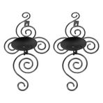 2 Set Duvar Mum Tutucu Katlanabilir Avrupa Tarzı Swirl Fermanlı Demir Duvar Asma Şamdan Tutucu Ev Dekorasyonu Beyaz Katlanabilir Tasarım: Duvar Mum Tutucu Dalgası Mum (BLACK)