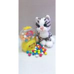 2 Si 1 Arada / Sevimli Tekir Kedi 15 cm ve Sarı Jackpot Sakız Makinesi